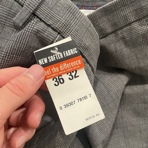 Dockers Pants Mens 36x32 Gray NWT Window Pane Check Signature Khaki Straight Fit - Picture 7 of 8